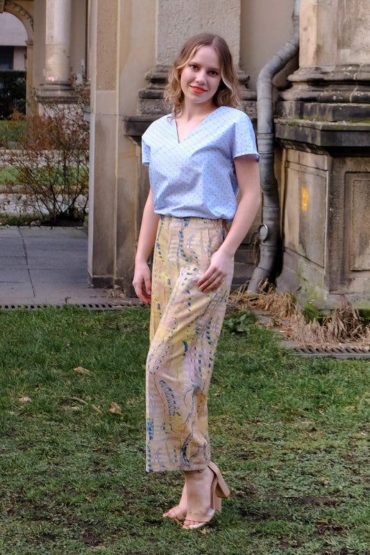 Sommerhose gelb bedruckt CLARA KAESDORF