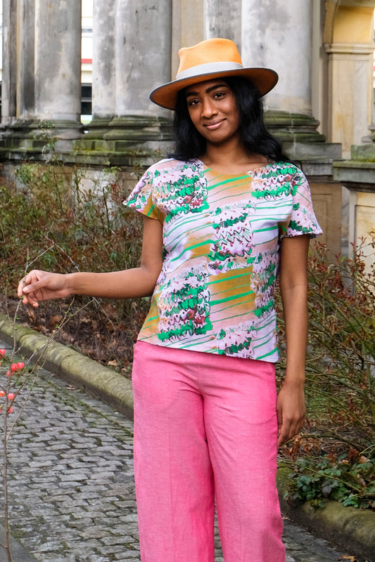 Sommerbluse gelb grün floral CLARA KAESDORF