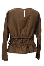 Laden Sie das Bild in den Galerie-Viewer, Blouse Ruffled Waist  Shimmering Brown M