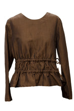 Laden Sie das Bild in den Galerie-Viewer, Blouse Ruffled Waist  Shimmering Brown M