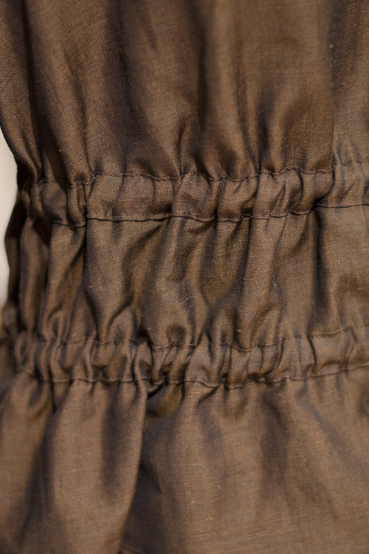 Blouse Ruffled Waist  Shimmering Brown M