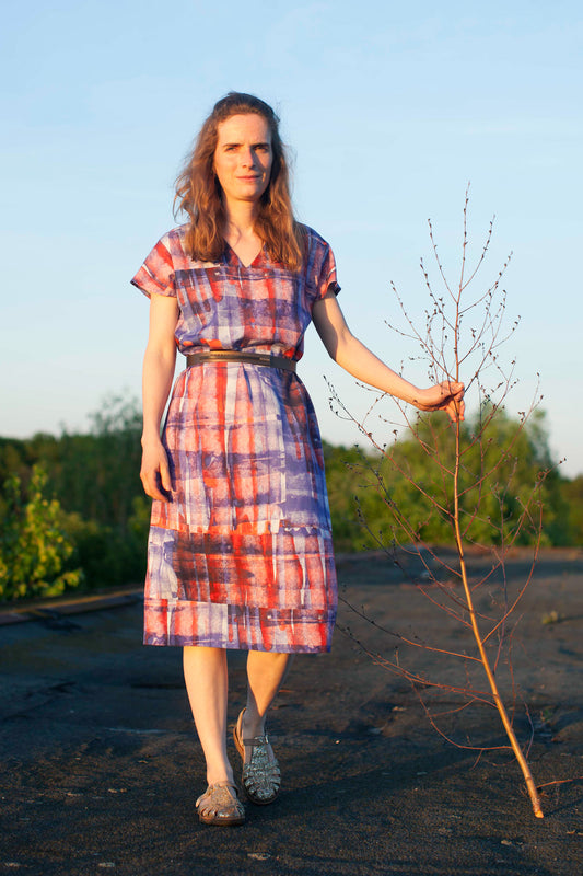 Kimono Kleid wildes Karo rot blau