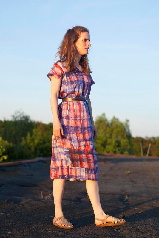 Kimono Kleid wildes Karo rot blau