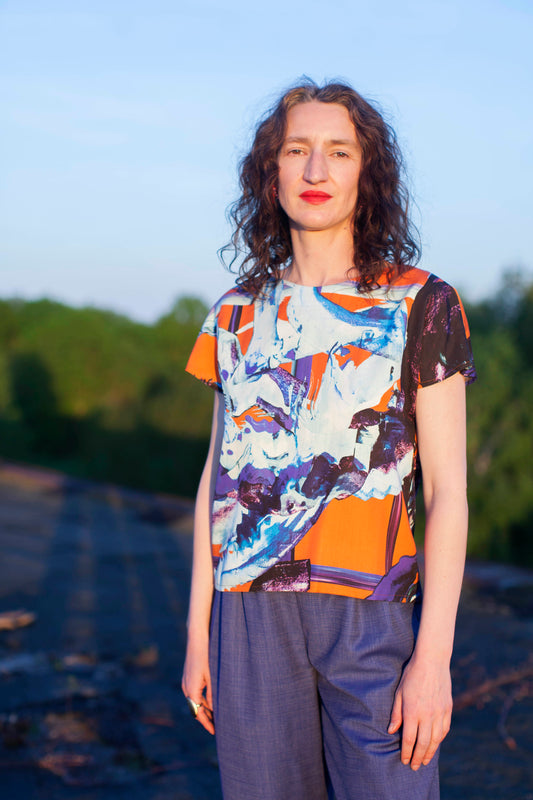 Kimono Top rot blaue Malerei
