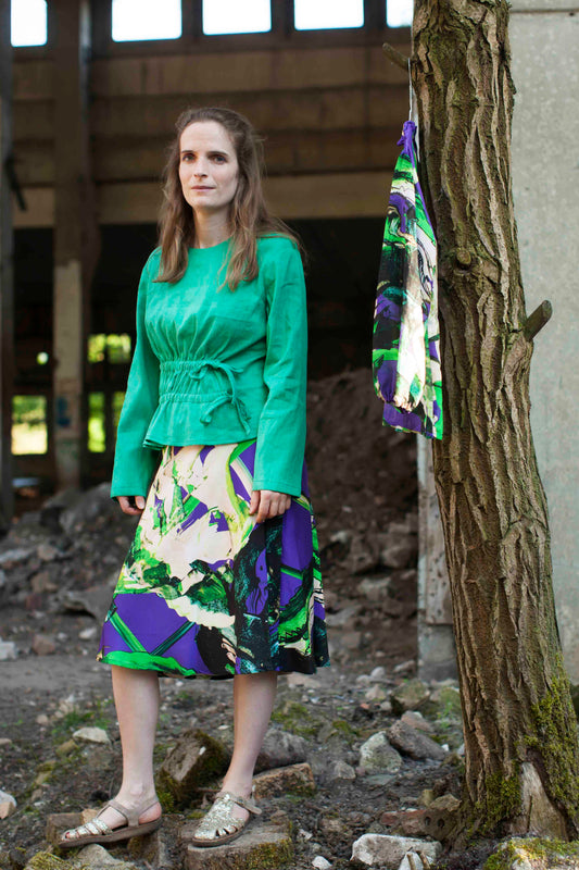 Bluse geraffte Taille grün