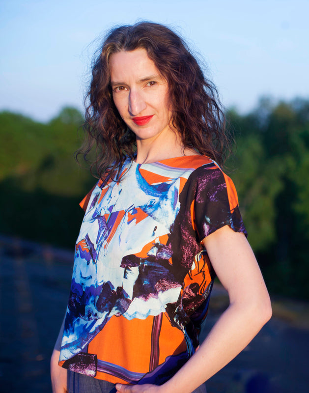 Kimono Top rot blaue Malerei
