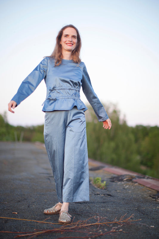 Culottes hellblaues Satin
