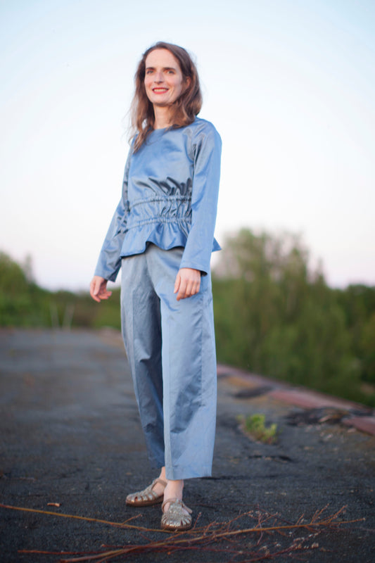 Culottes hellblaues Satin