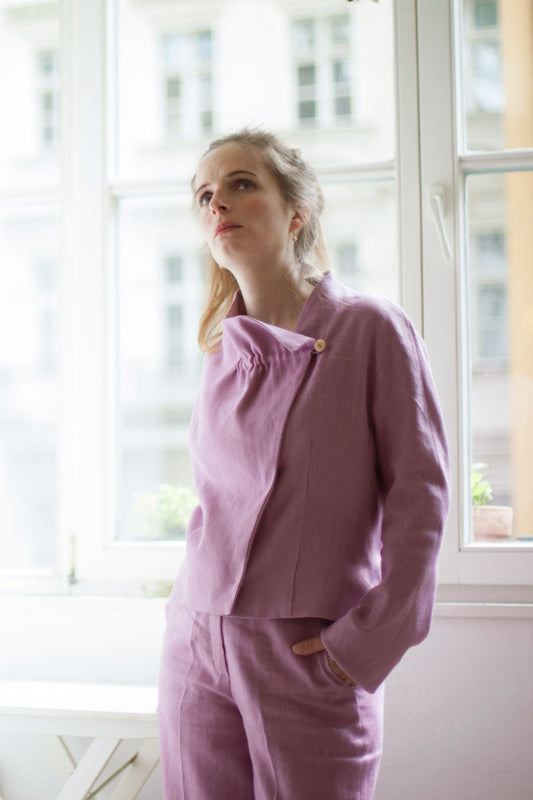 Pink Summer jacket with herringbone pattern