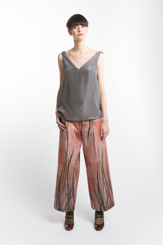 V-neck Grey Silk