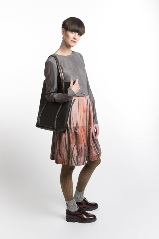 Leather-Shopper Black-Bronze