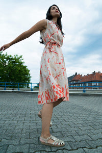 Linen Dress with red print