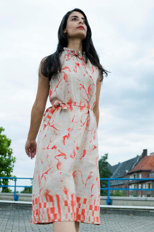 Linen dress red Print CLARA KAESDORF