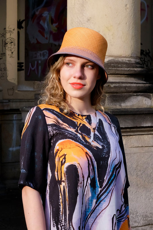 Sommerkleid Uboot Ausscnitt Vogel Orange CLARA KAESDORF
