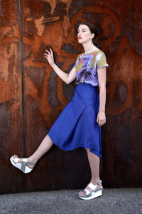 Skirt Modifiable  Linen Royal Blue