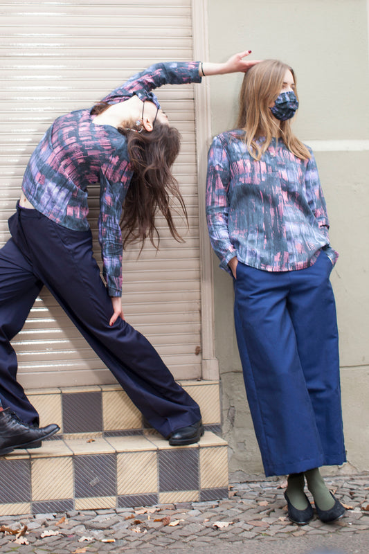 Blaue Culottes aus Wolle von Clara Kaesdorf