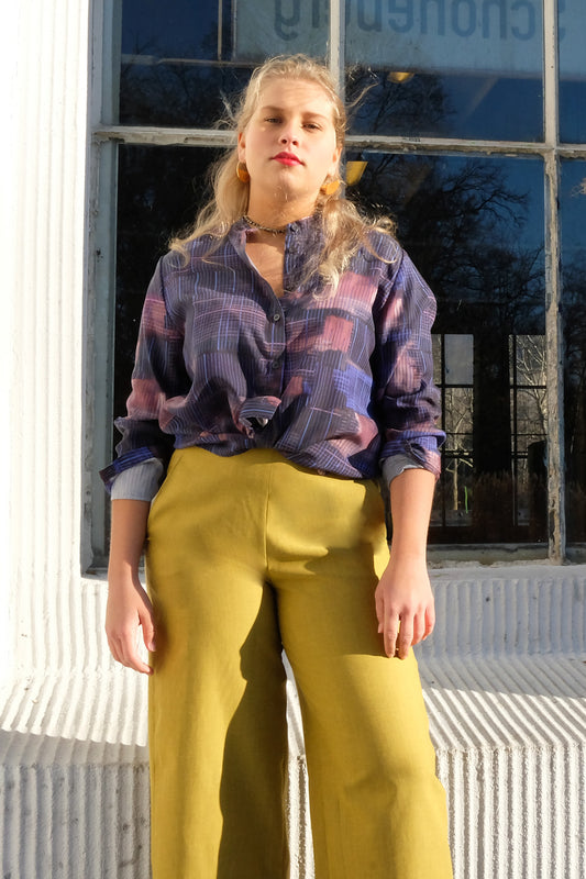 Mustard Yellow wide leg pants from Berlin CLARA KAESDORF