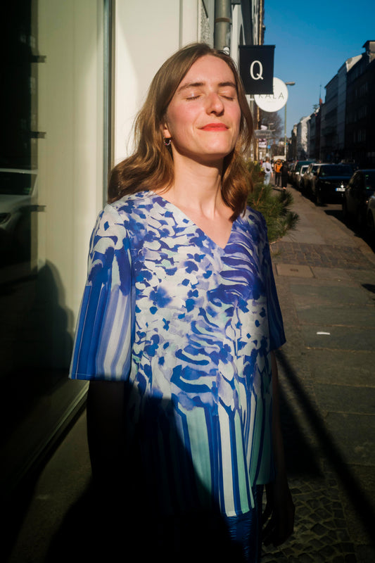 Sommershirt in blau mint aus Tencel Lyocell von Clara Kaesdorf