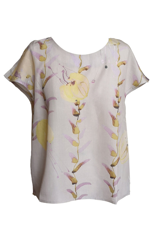 Tencel Top mit gelben Quallen Pastellbluse CLARA KAESDORF