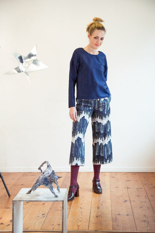 Culottes mit Pinselmuster aus Biobaumwolle