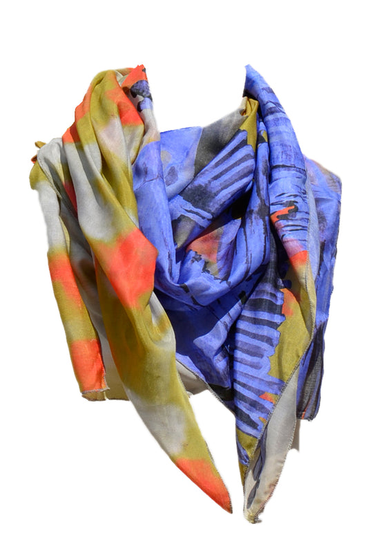 Scarf Blue Bird Print