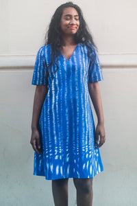 Blue dotted summer dress made in Berlin