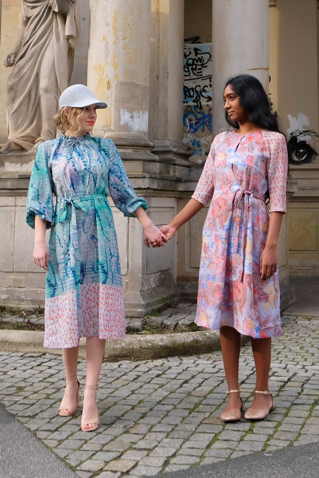 Kleid geraffter Kragen Mint Leo