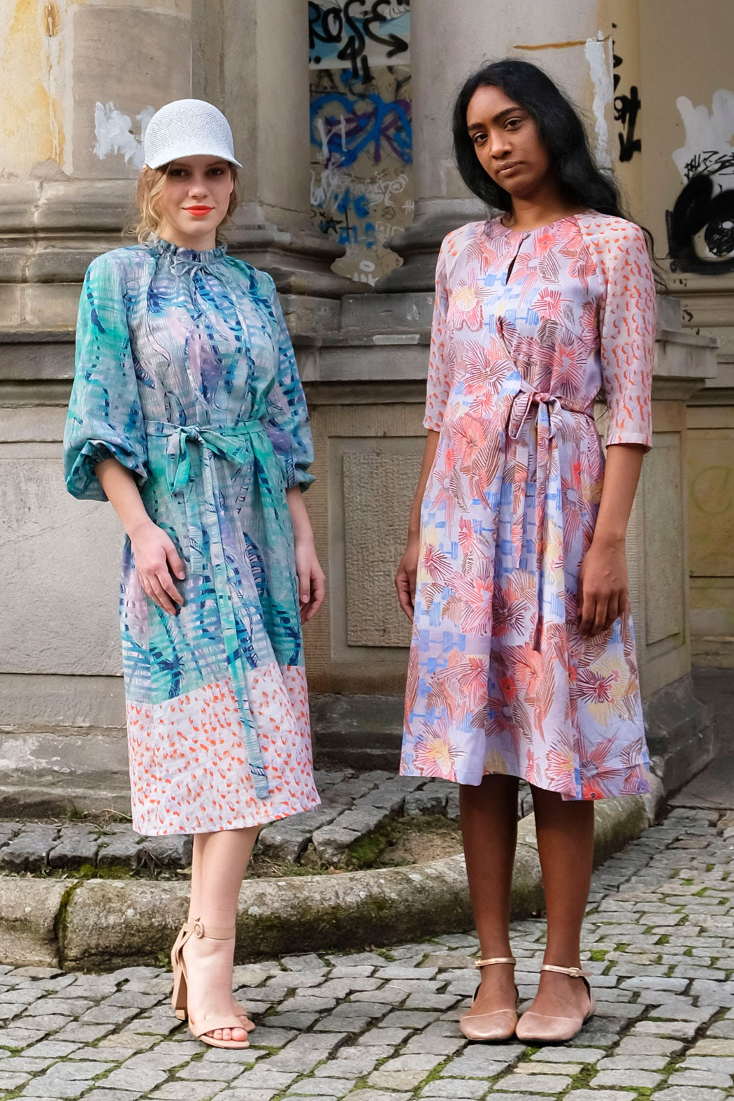 Kleid geraffter Kragen Mint Leo