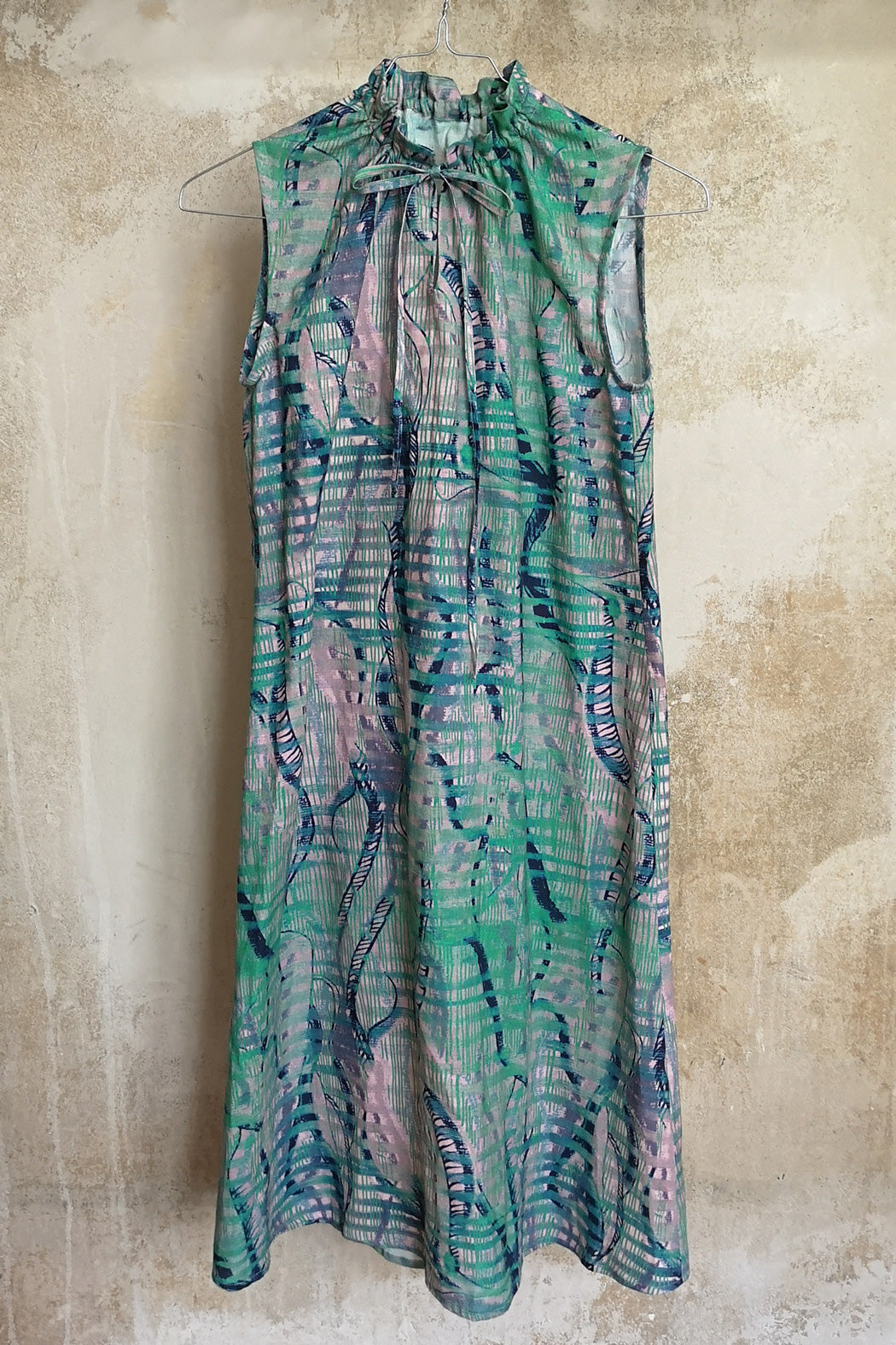 Kleid geraffter Kragen Mint Leo