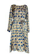 Kleid mit Gürtel blau gelbe Kreide