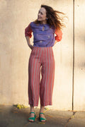 Culottes Leinen Streifen rot