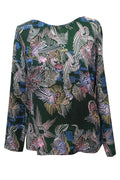 Bluse mit Strichmuster floral grün