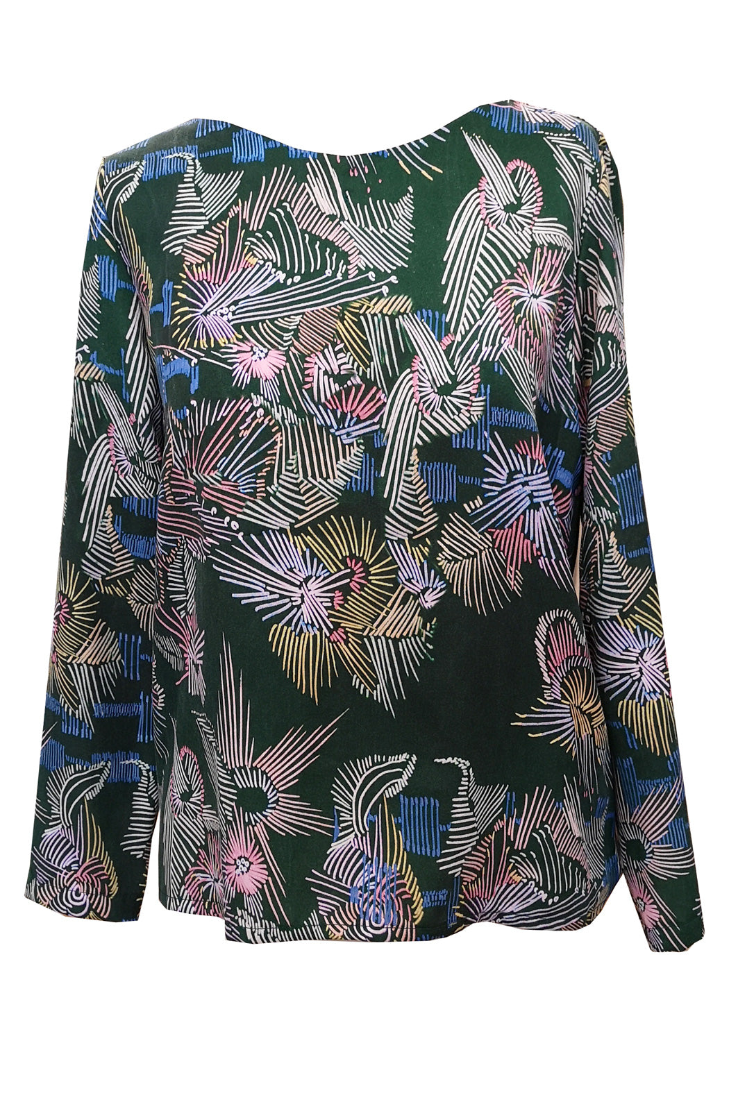 Bluse mit Strichmuster floral grün