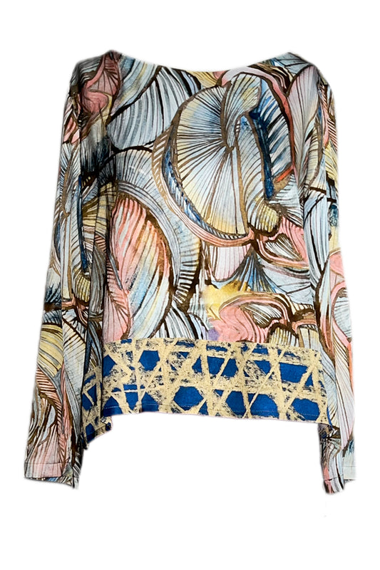 Langarm Bluse schlicht gold pastell gemustert