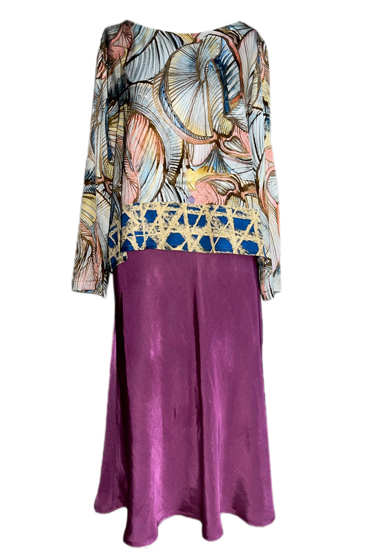 Langarm Bluse schlicht gold pastell gemustert