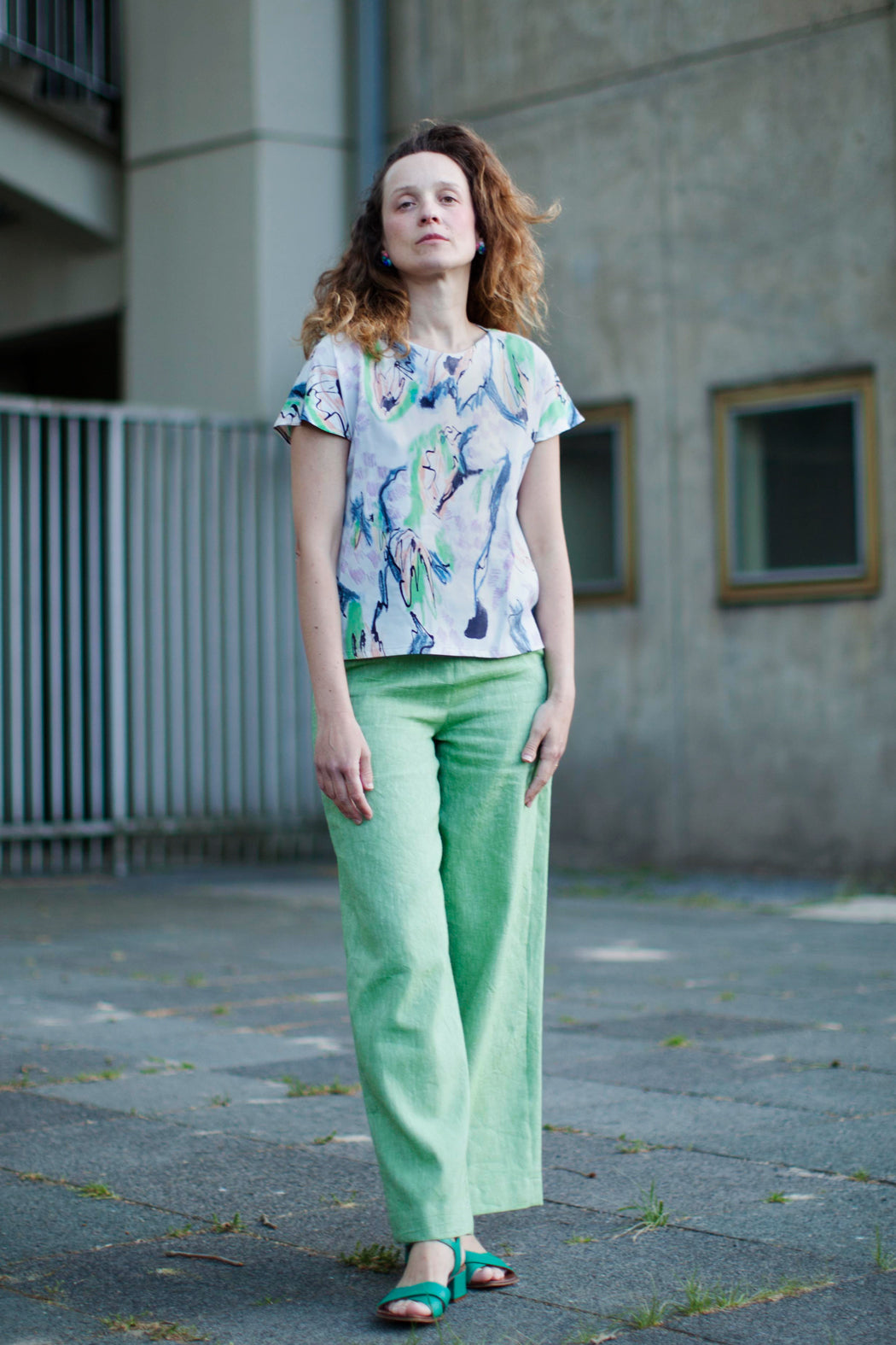 Kimono Top weiß mit Blumenmuster