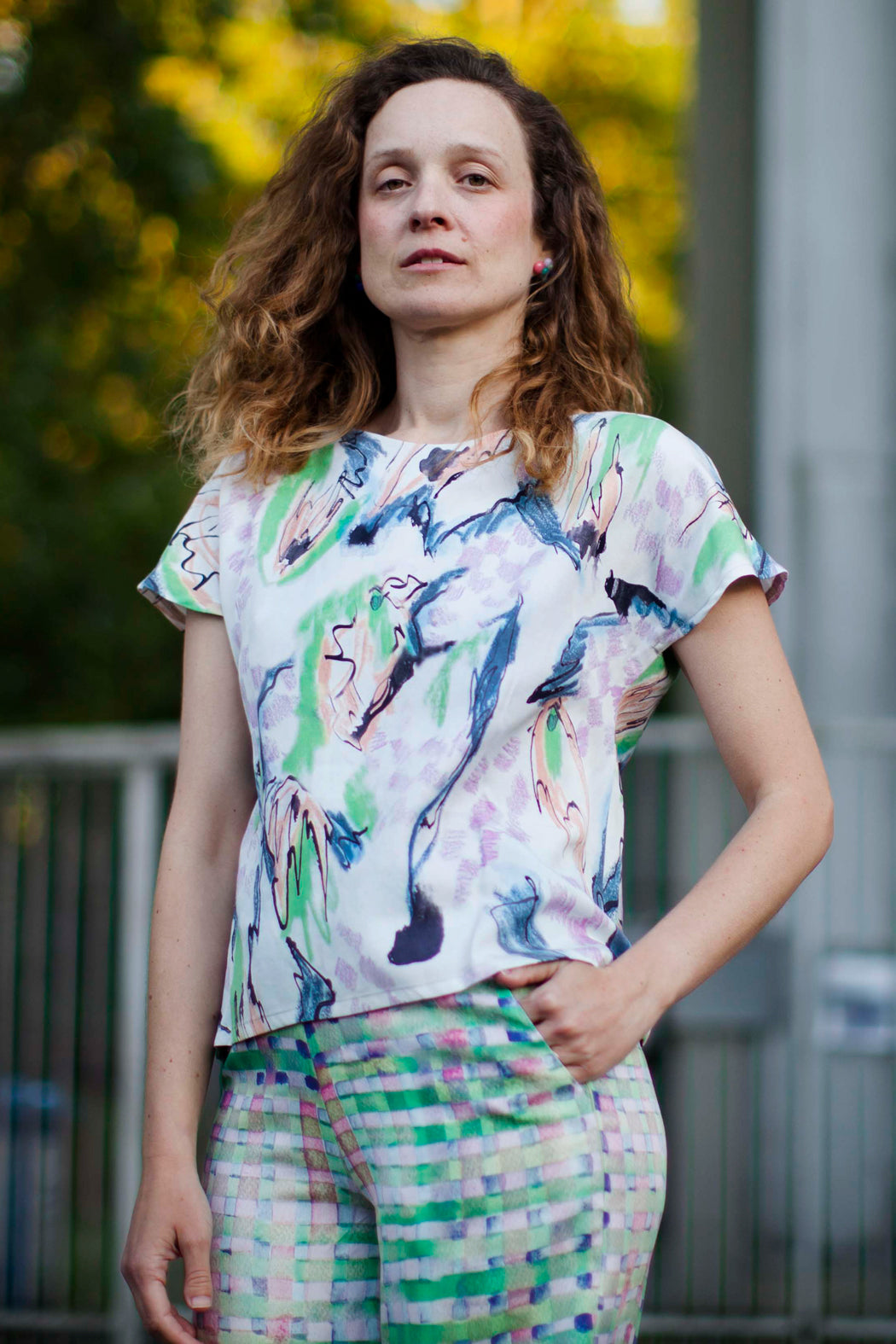 Kimono Top weiß mit Blumenmuster