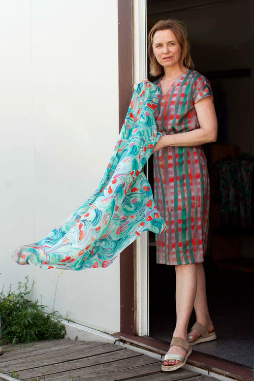 Scarf Mint Green Red