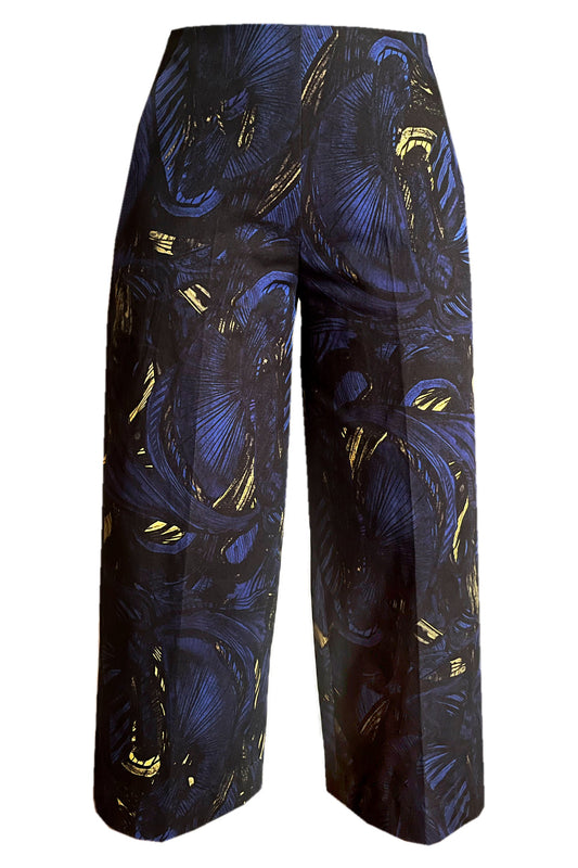 Culottes dunkelblau mit gelb