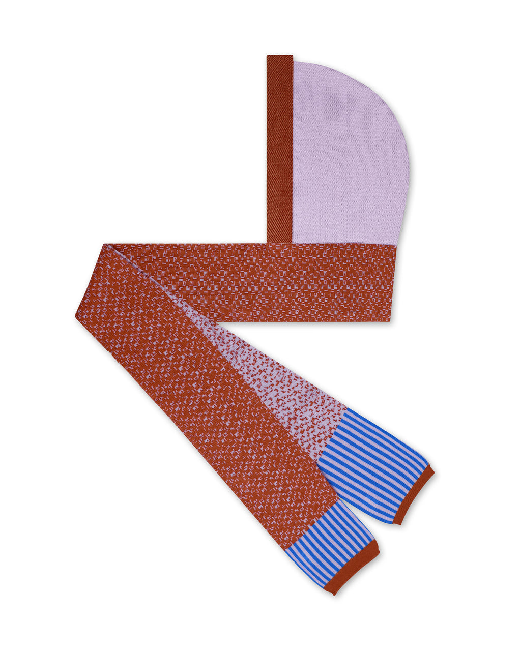Wollschal mit Kapuze Ampersand lila rot - WOLVIS