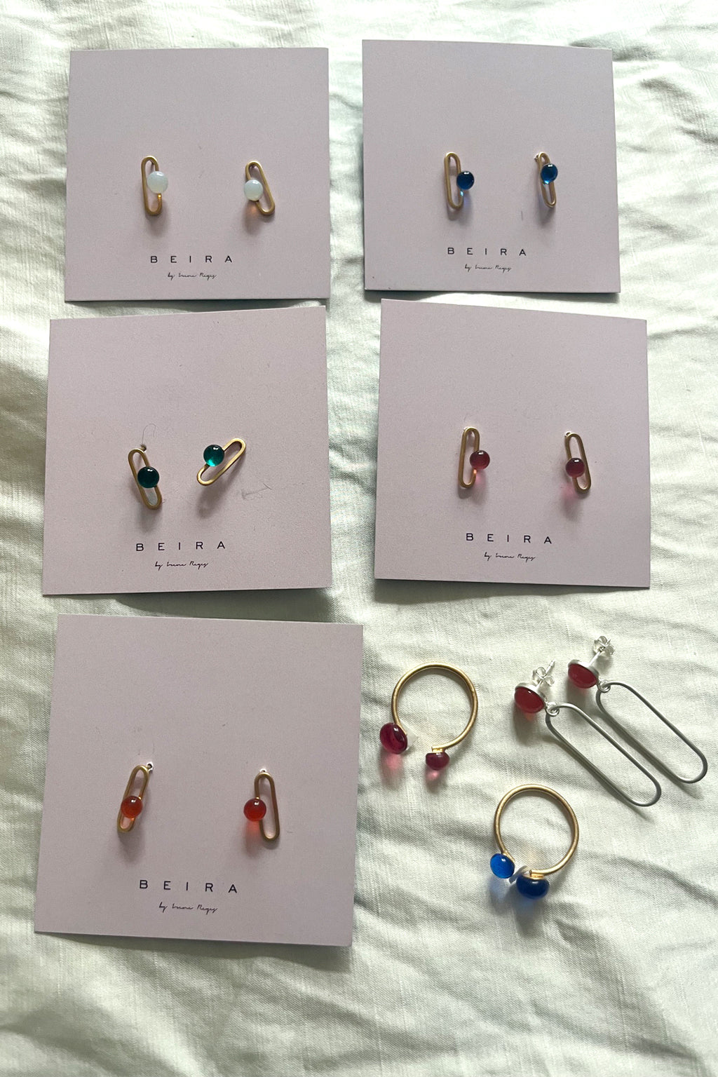 Tropfenschmuck Glas Ohrringe und Ringe BAU DROPS - BEIRA