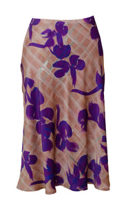 Bias Skirt Purple Flowers