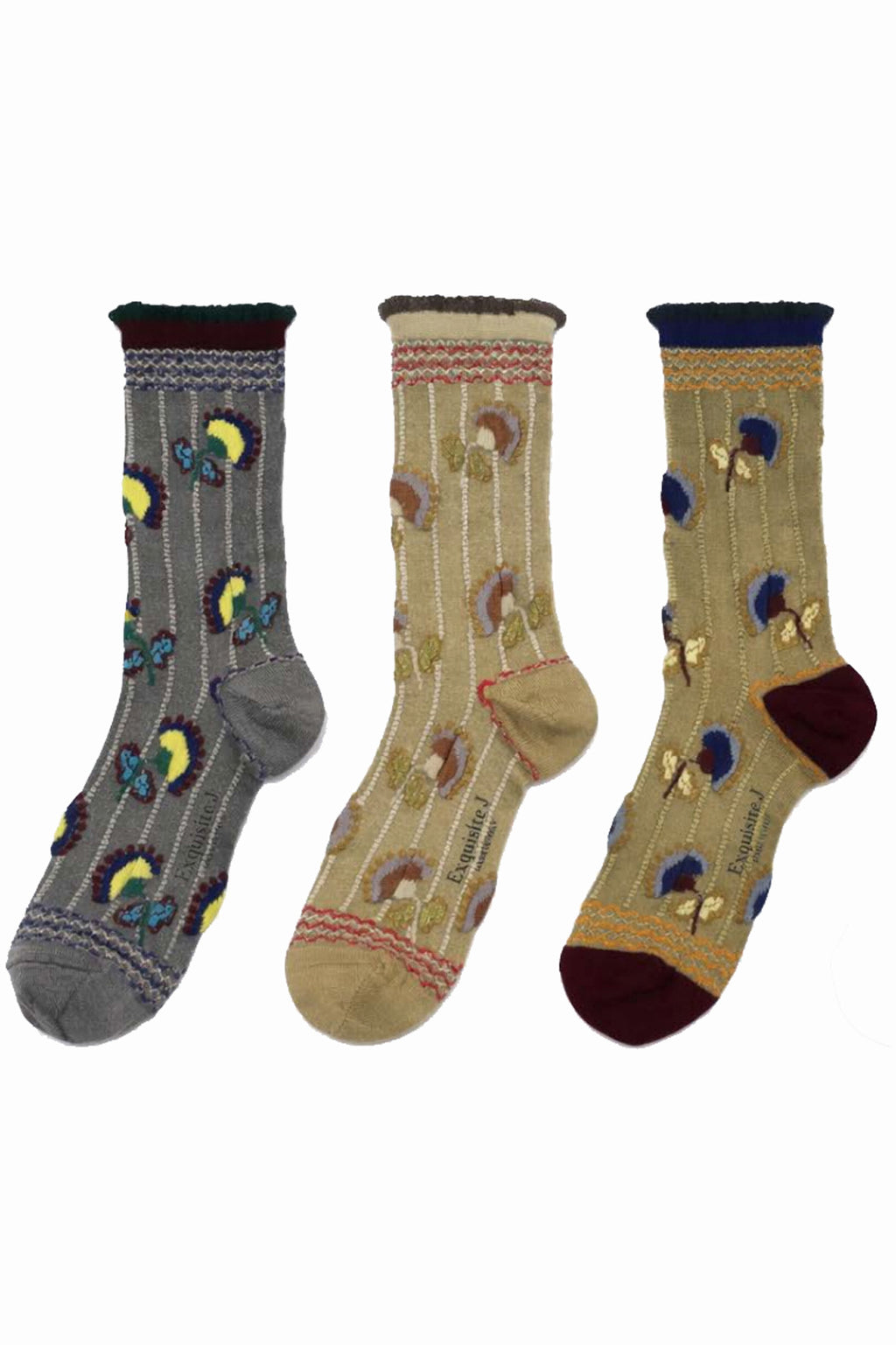 Socken mit Blumen und Perlmuster - Exquisite J