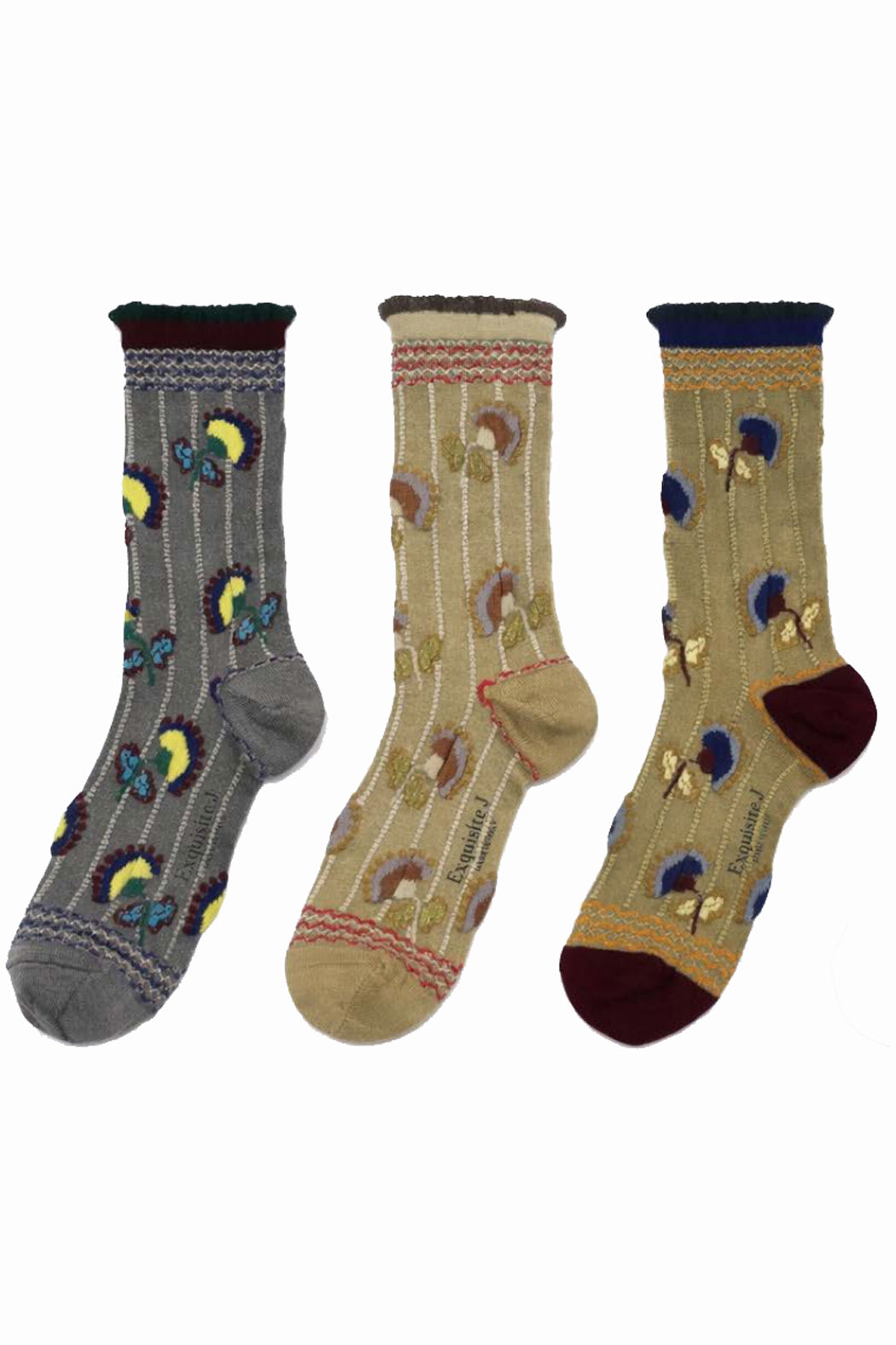 Socken mit Blumen und Perlmuster - Exquisite J