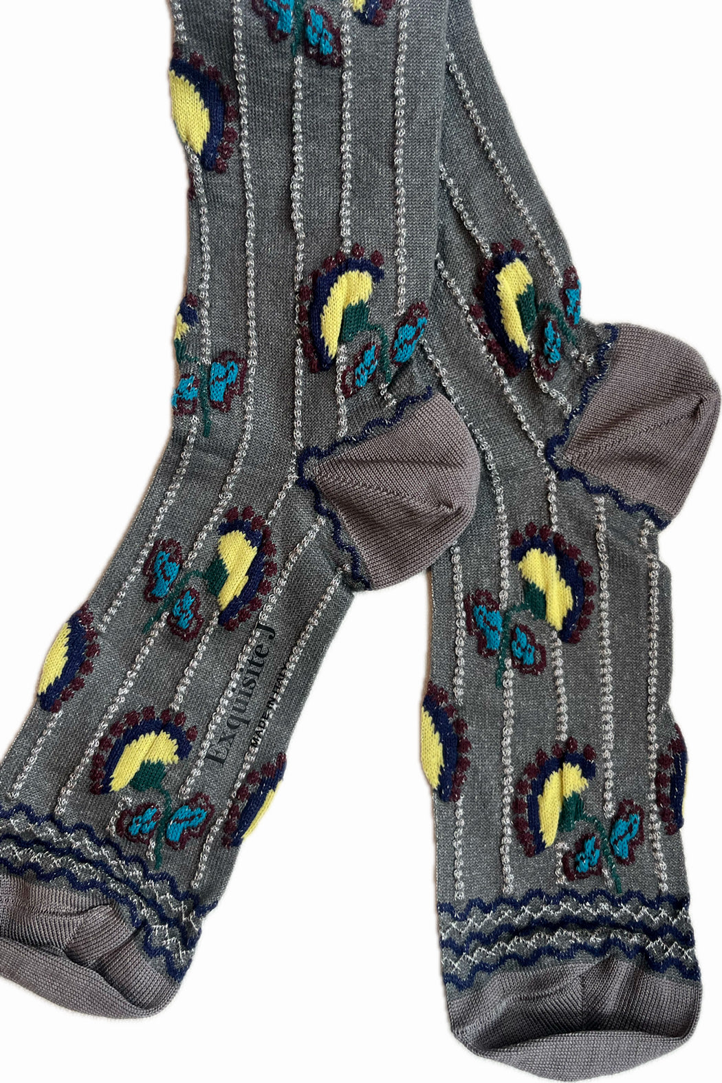 Socken mit Blumen und Perlmuster - Exquisite J