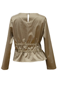 Blouse Ruffled Waist  Shiny Beige