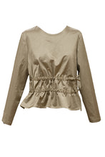 Laden Sie das Bild in den Galerie-Viewer, Blouse Ruffled Waist  Shiny Beige