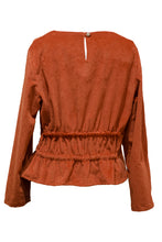 Laden Sie das Bild in den Galerie-Viewer, Blouse Ruffled Waist  Rusty Red Corduroy