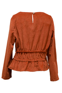 Blouse Ruffled Waist  Rusty Red Corduroy