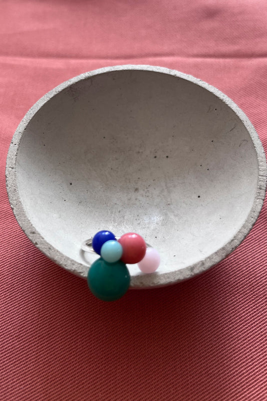 Ohrringe und Ring bunte Tropfen mit grün und blau - BEIRA